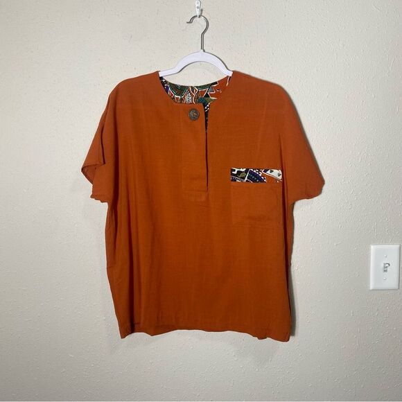 Vintage 80's Cricket Lane Rust Orange Button Front Blouse Women's Size Large - Picture 15 of 15